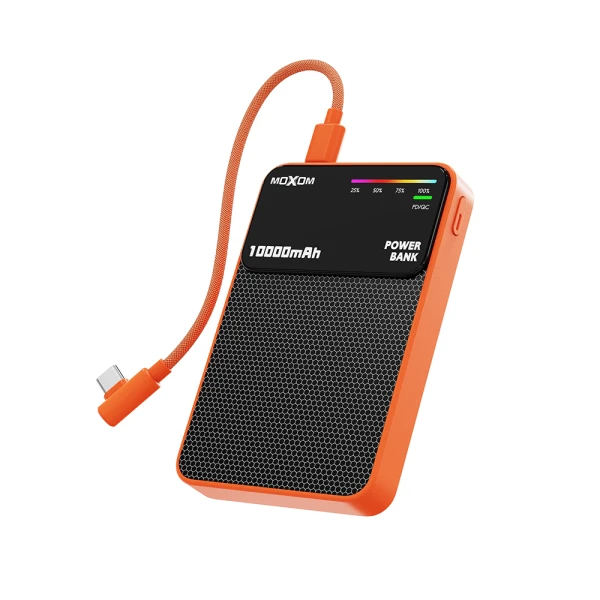 Power bank magsafe moxom mx-pb200 fast pd 20w + wireless 15w type c - type c 10000mah narandzasti