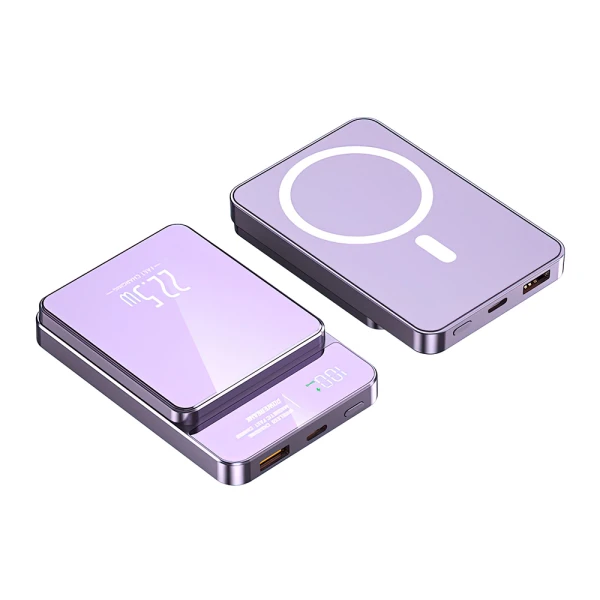 Power bank magsafe m100 15w pd 20w+22.5w fast 10000mah ljubicasti