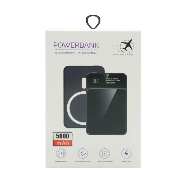 Power bank magsafe m50 15w pd 20w+22.5w fast 5000mah crni