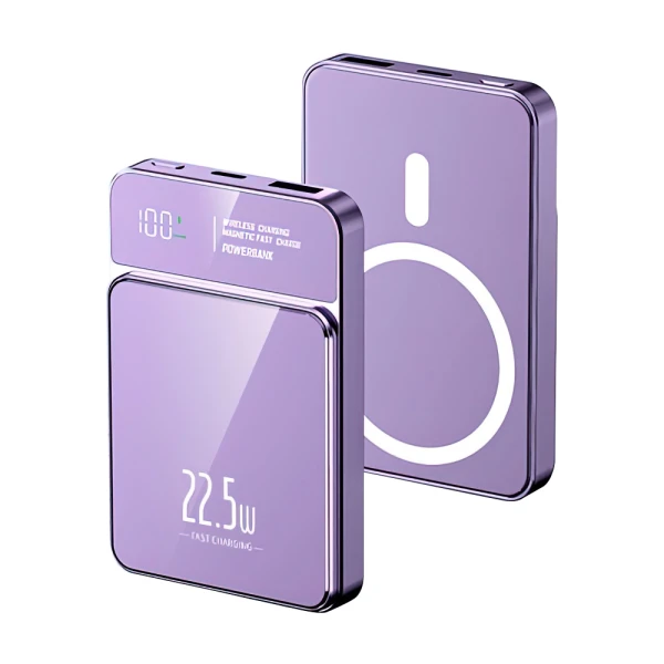Power bank magsafe m50 15w pd 20w+22.5w fast 5000mah ljubicasti