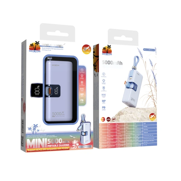 Power bank moxom mx-pb161 fast pd20w+ pd22.5w 5000mah plava