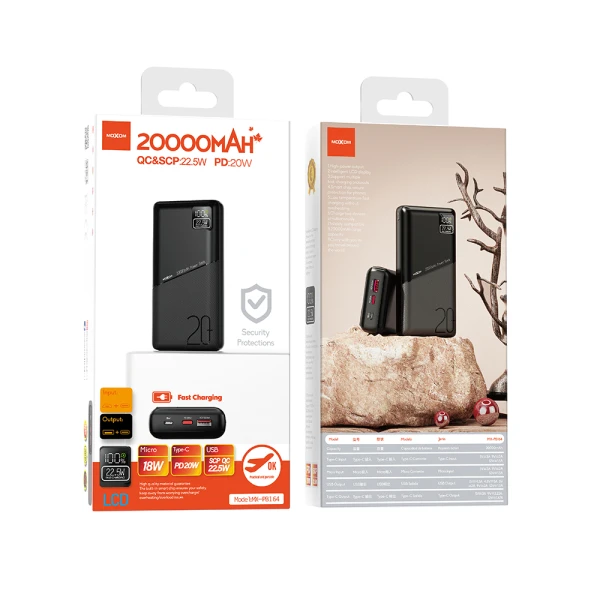 Power bank moxom mx-pb164  pd20w+ qc22.5w 20000mah