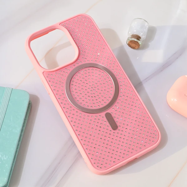 Torbica Magsafe Crystal Glow za iPhone 15 Pro Max 6.7 roze