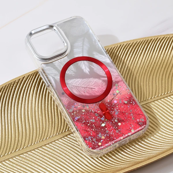 Torbica Magsafe Glitter za iPhone 14 6.1 crvena