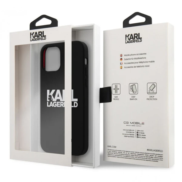 Torbica Karl Lagerfeld Hc Silikone Stack Logo za iPhone 12 Pro Max 6.7 crna (KLHCP12LSLKLRBK)