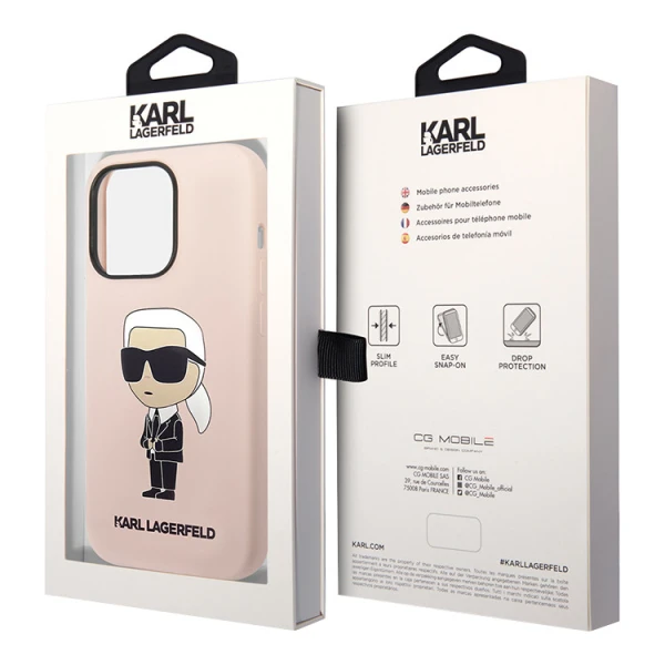 Torbica Karl Lagerfeld Hc Silicone NFT Ikonik za iPhone 15 Pro 6.1 roze (KLHCP15LSNIKBCP)