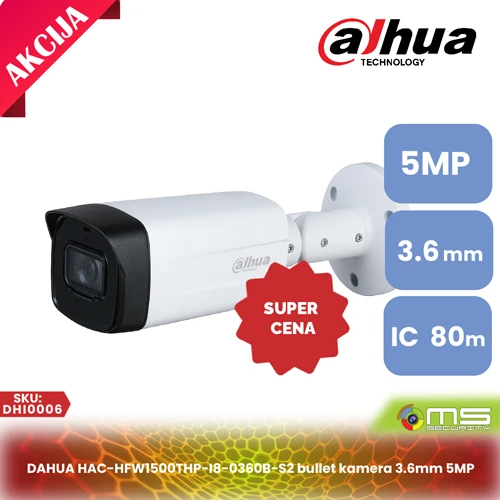DAHUA HAC-HFW1500THP-I8-0360B-S2 bullet kamera 3.6mm 5MP