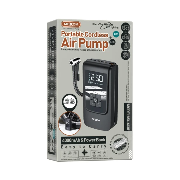 Multifunkcionalna pumpa sa power bankom moxom mx-ac01 crna