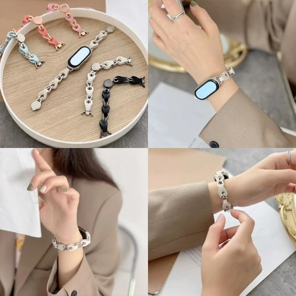 Narukvica za smart watch Xiaomi Mi Band M8/M9 metalna krem