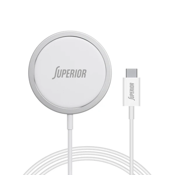 Bezicni punjac magsafe superior su-0207 15w sa type c kablom beli