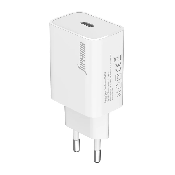 Kuciste punjaca superior su-p103 super fast pd 25w 3a type c belo (cert)
