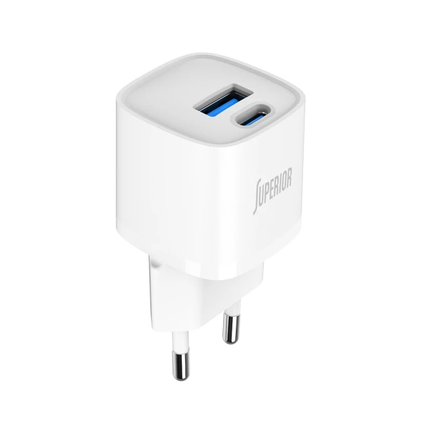 Kuciste punjaca superior su-p104 30w gan usb a+type c belo