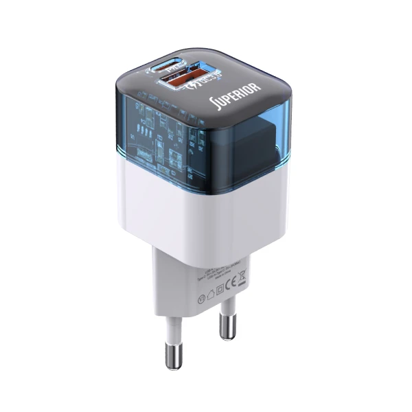 Kuciste punjaca superior su-p105 30w usb a+type c belo