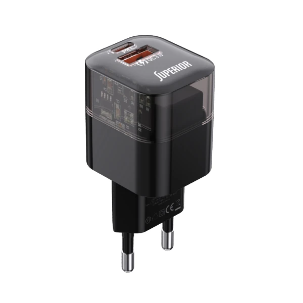 Kuciste punjaca superior su-p105 30w usb a+type c crno
