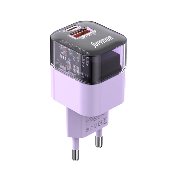 Kuciste punjaca superior su-p105 30w usb a+type c ljubicasto