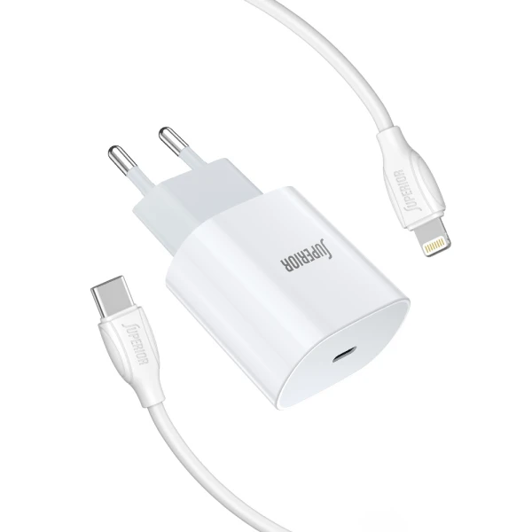 Kucni punjac comicell superior co-dc55 fast pd 20w 3a type c na lightning beli