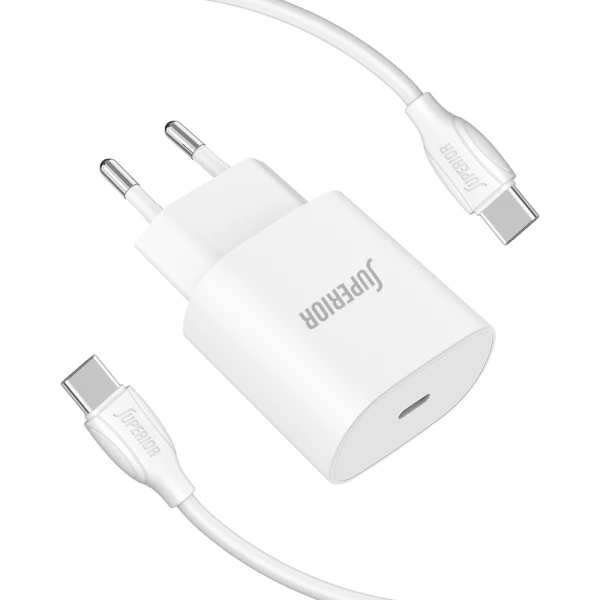 Kucni punjac superior co-dc24 fast pd 25w 3a type c na type c beli