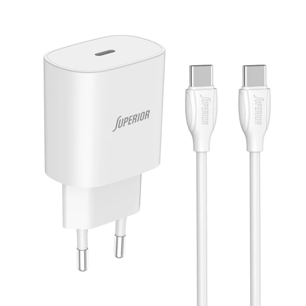 Kucni punjac superior co-dc24 fast pd 25w 3a type c na type c beli