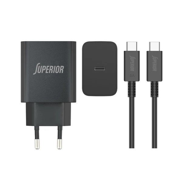 Kucni punjac superior su-4500 45w type c na type c 5a crni