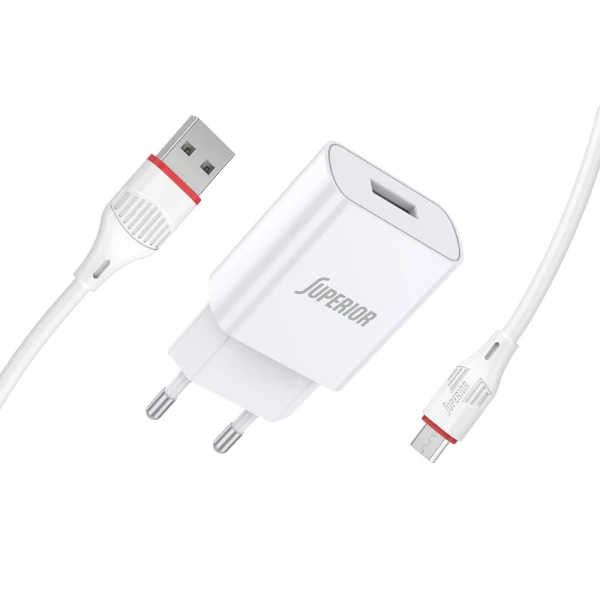 Kucni punjac superior su-p100 10.5w 2.1a micro beli