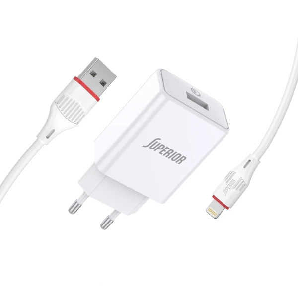 Kucni punjac superior su-p101 fast qc3.0 18w 3a lightning beli