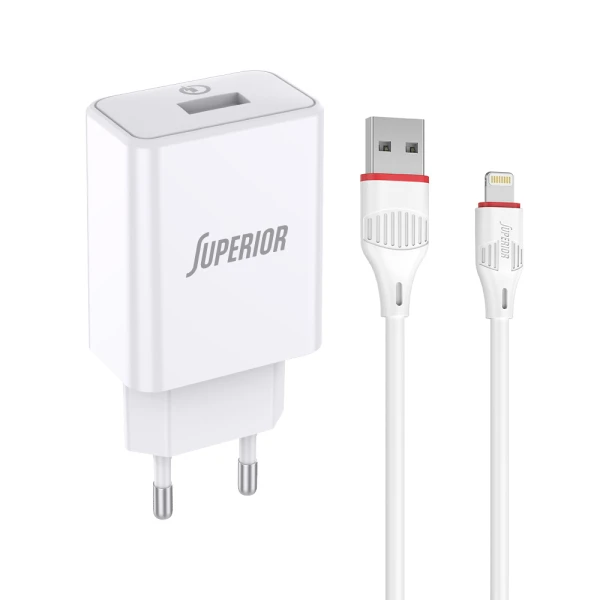 Kucni punjac superior su-p101 fast qc3.0 18w 3a lightning beli