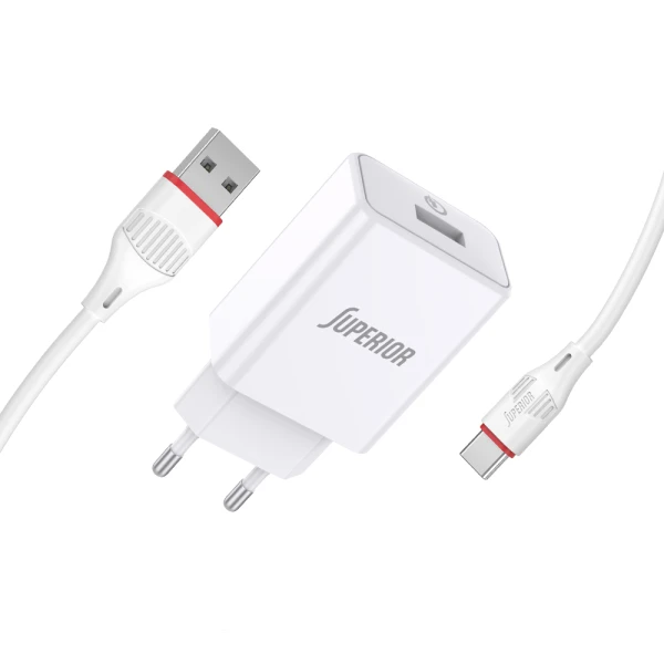 Kucni punjac superior su-p101 fast qc3.0 18w 3a type c beli