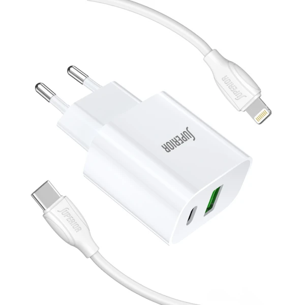 Kucni punjac superior su-p102 20w type c na lightning beli (cert)