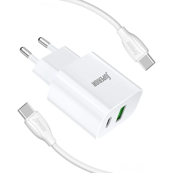 Kucni punjac superior su-p102 20w type c na type c beli (cert)