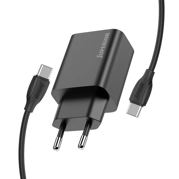 Kucni punjac superior su-p103 super fast pd 25w 3a type c na type c crni (cert)