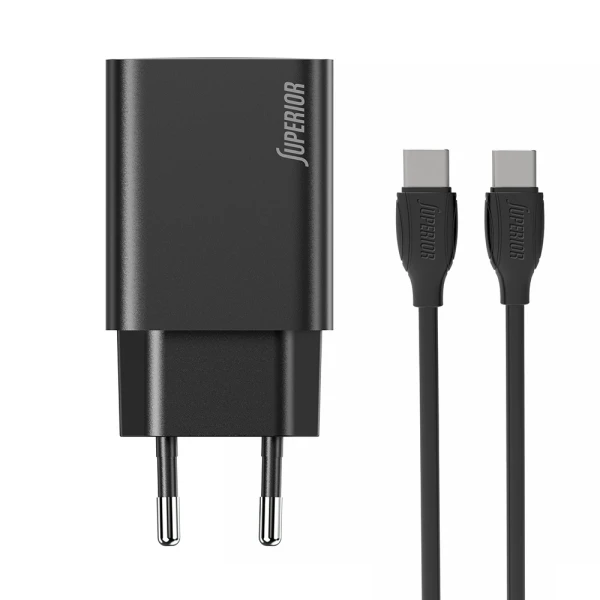 Kucni punjac superior su-p103 super fast pd 25w 3a type c na type c crni (cert)