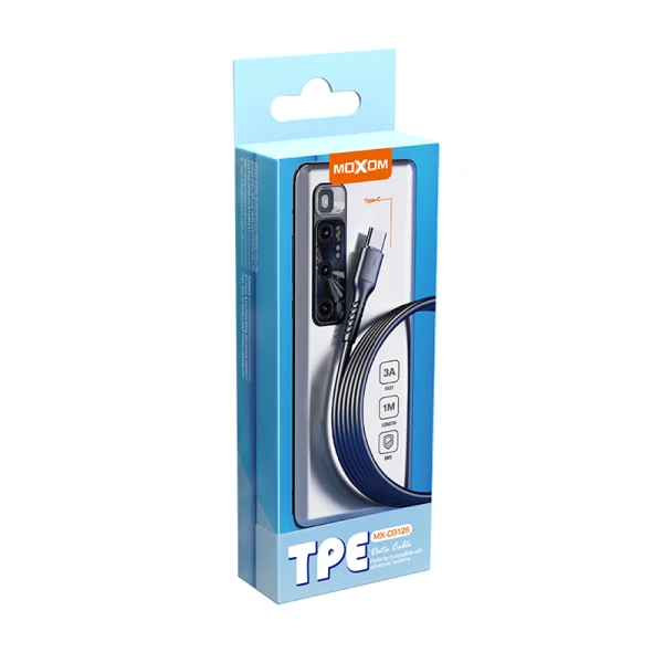 Usb data kabal moxom mx-cb125 3a type-c 1m crni