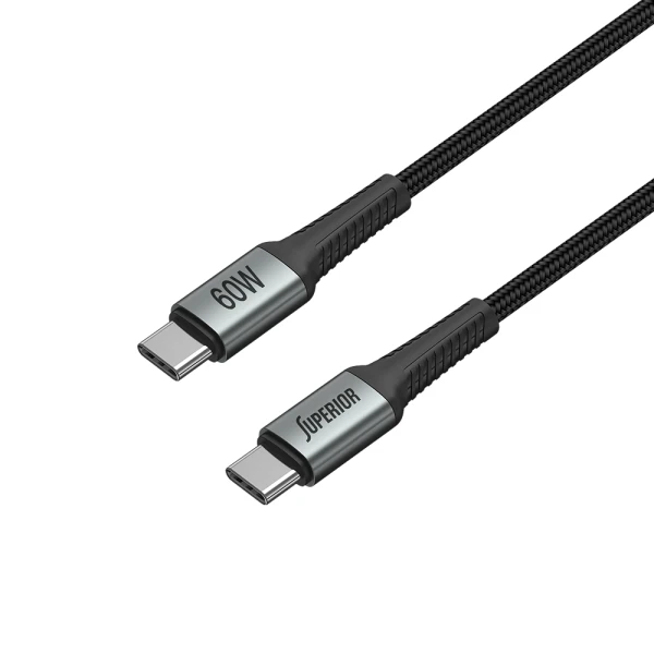 Usb data kabal superior su-k102 pleteni fast 60w 3a type c na type c 1m crni