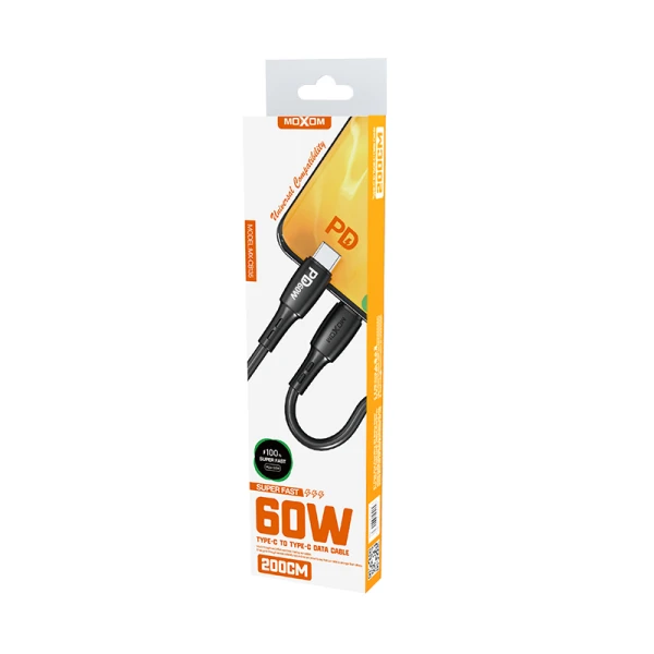 Usb data kabal moxom mx-cb135 pd 60w type-c na type-c 2m crni