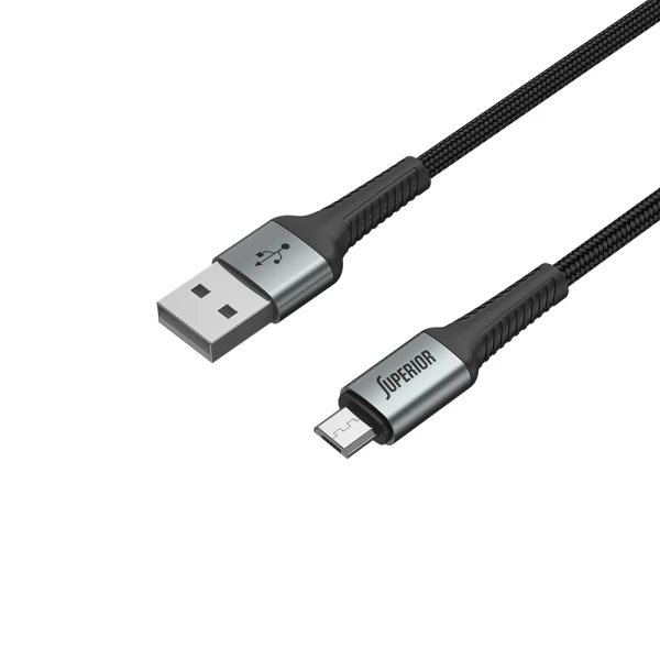 Usb data kabal superior su-k104 fast 12w 2.4a usb a na micro 1m crni