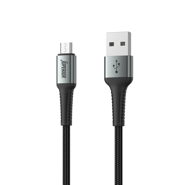 Usb data kabal superior su-k104 fast 12w 2.4a usb a na micro 1m crni