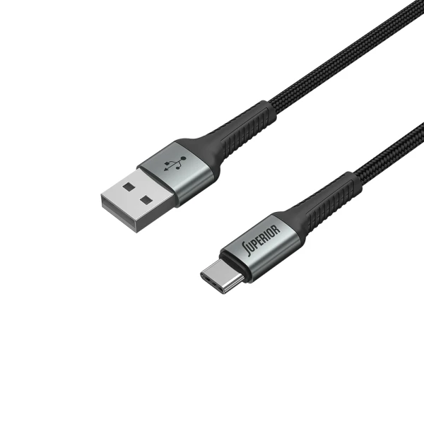 Usb data kabal superior su-k104 fast 18w 2a usb a na type c 1m crni