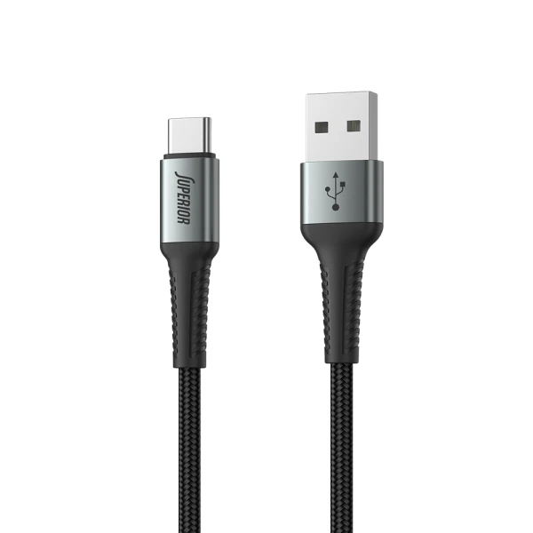 Usb data kabal superior su-k104 fast 18w 2a usb a na type c 1m crni