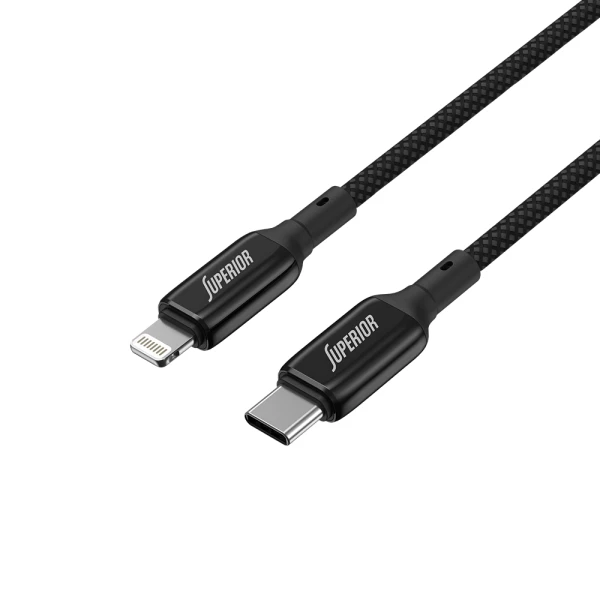 Usb data kabal superior su-k105 cink 27w 3a type c na lightning 1m crni