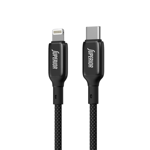 Usb data kabal superior su-k105 cink 27w 3a type c na lightning 1m crni