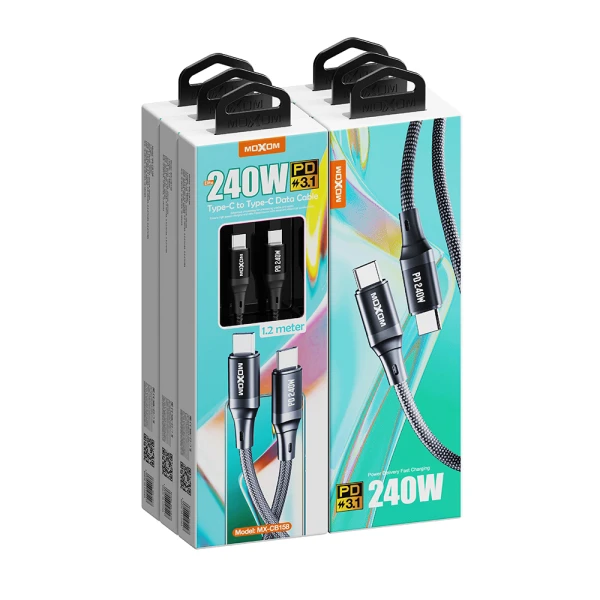Usb data kabal moxom mx-cb158 pd 240w type-c na type-c crni