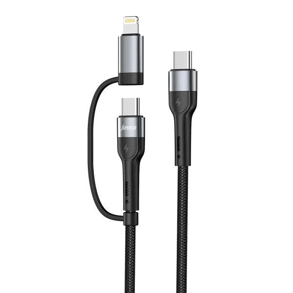 Usb data kabal superior su-k106 2in1 type-c na type-c/lightning 1m crni