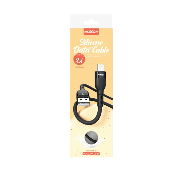 Usb data kabal moxom mx-cb184 3a lightning 1m crni