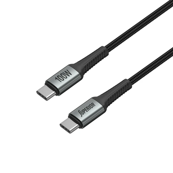 Usb data kabal superior su-k110 pleteni fast 100w 5a type-c na type-c 2m sivi