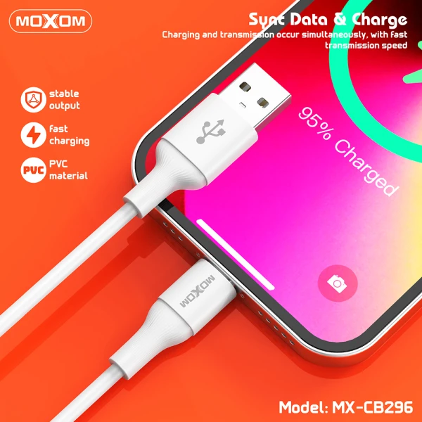 Usb data kabal moxom mx-cb296 3a lightning beli
