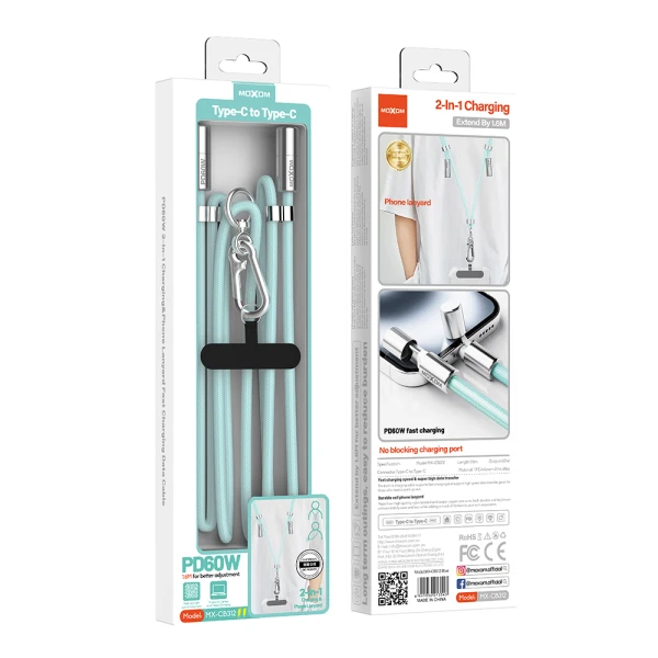 Usb data kabal moxom mx-cb312 type c na type c strap plavi