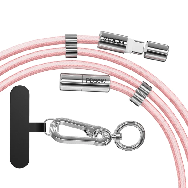 Usb data kabal moxom mx-cb313 type-c to lightning strap pink