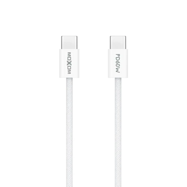 Usb data kabal moxom mx-cb369 pleteni fast 60w 3a type-c na type-c 1m beli