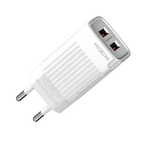 Kucni punjac moxom mx-hc128 2.4a 2xusb lightning beli
