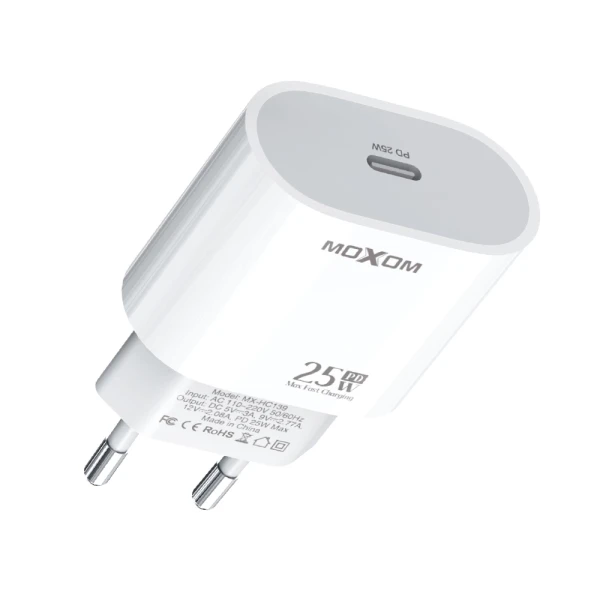 Kucni punjac moxom mx-hc139 25w type c na lightning beli